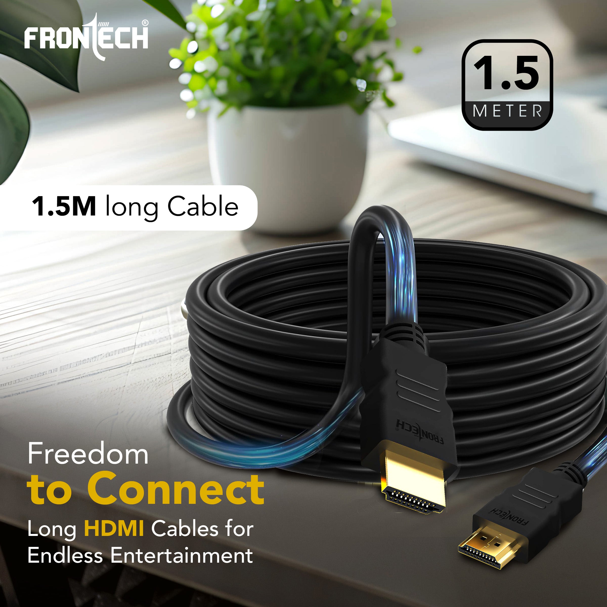 Frontech Copper Clad Steel HDMI Cable - 1.5M Length (NC-0018) Frontech Copper Clad Steel HDMI Cable - 1.5M Length (NC-0018)